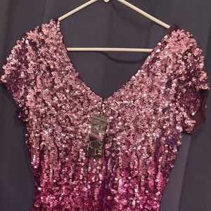 MANER Women's Sequin Glitter Short Sleeve Dress